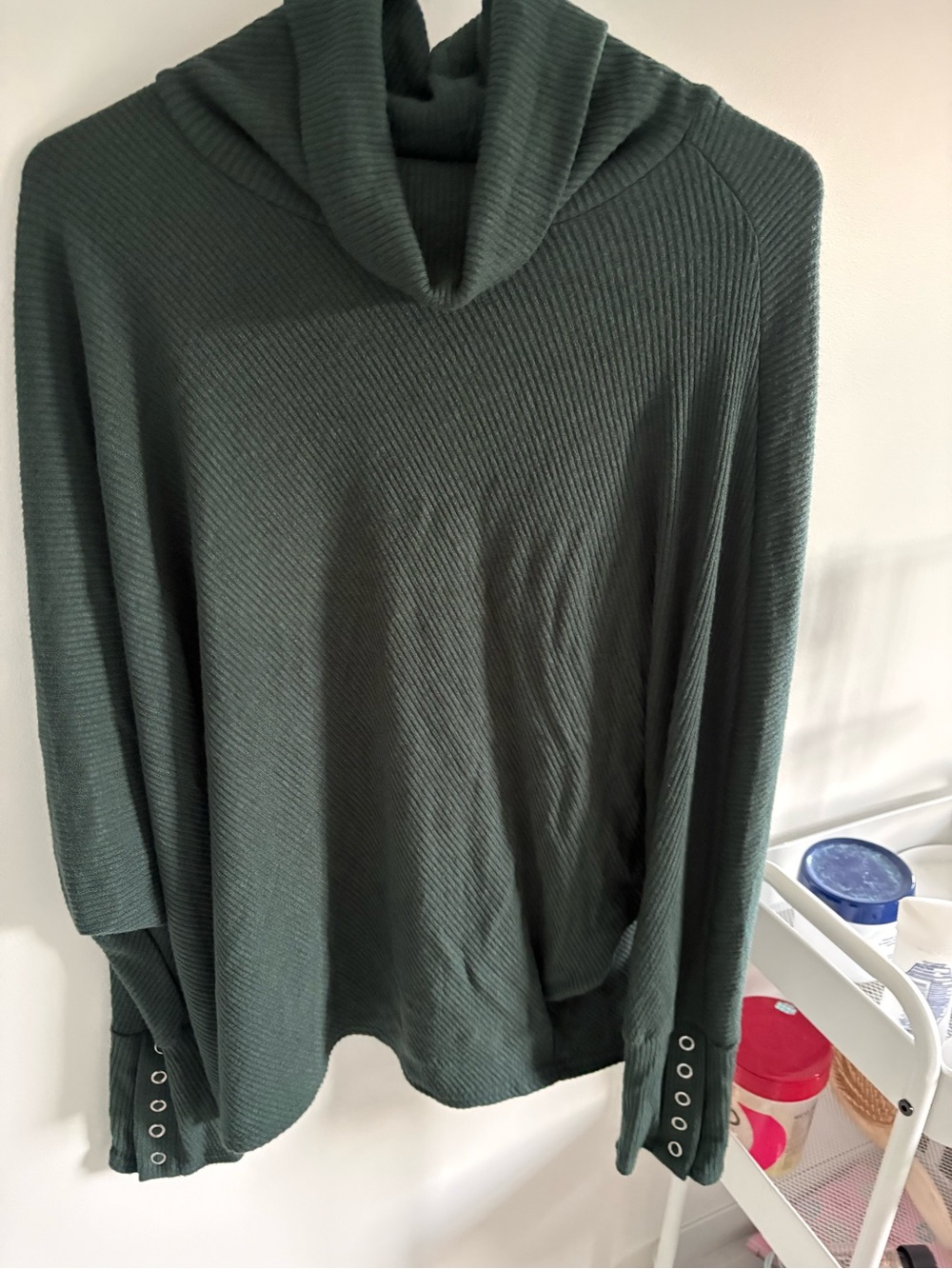 Forest Green Ribbed Cowl Neck Sweater NWT